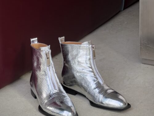 Silver square boots