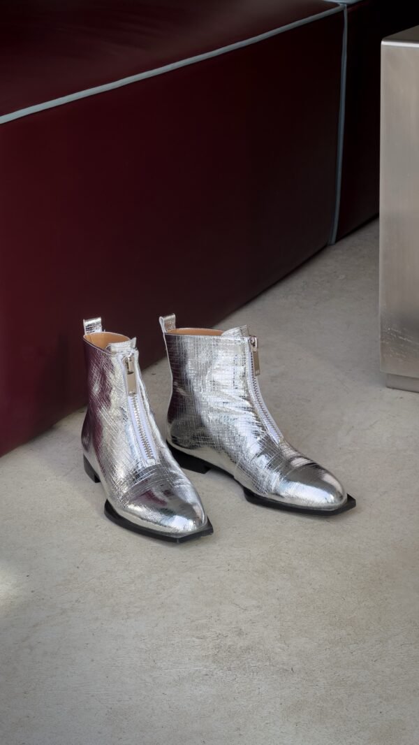 Silver square boots