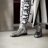 Silver square boots