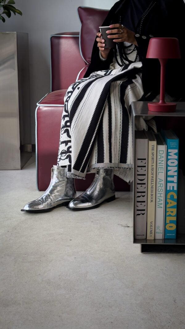 Silver square boots
