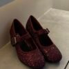 Marry Jane burgundy heels