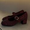 Marry Jane burgundy heels