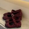 Marry Jane burgundy heels