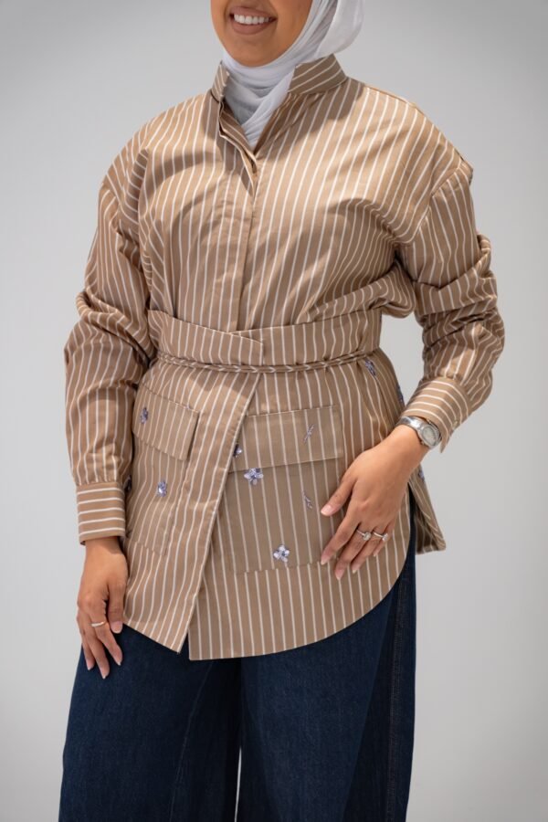 Brown belted shirt