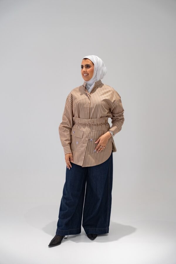 Brown belted shirt