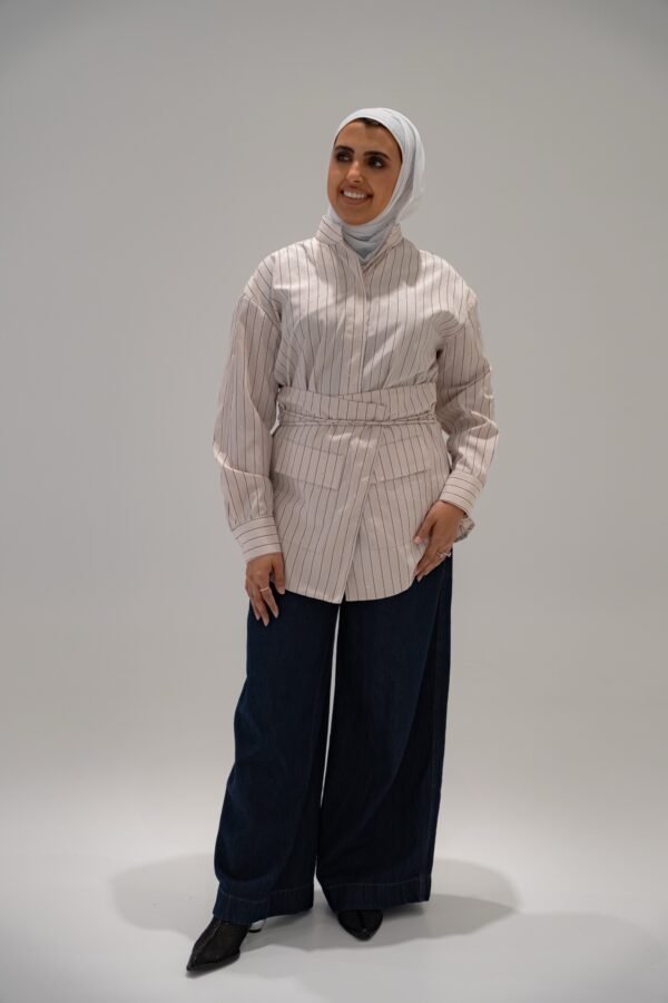 Beige belted shirt