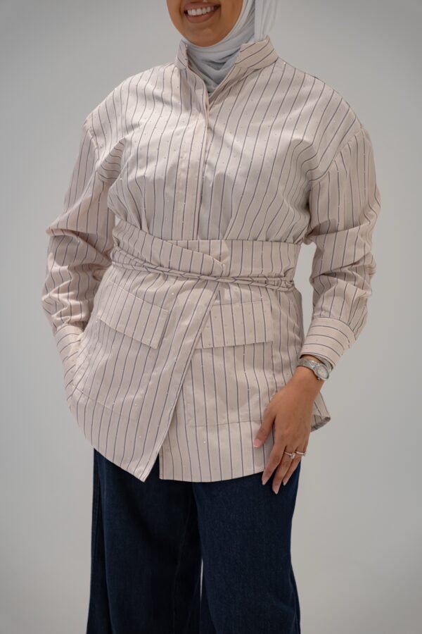 Beige belted shirt