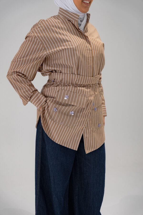 Brown belted shirt